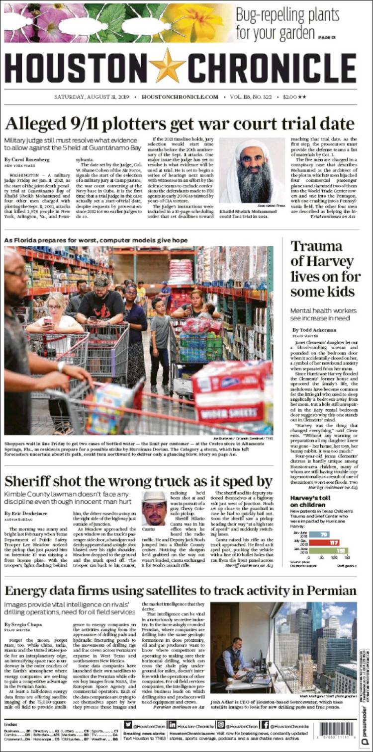 Portada de Houston Chronicle (USA)