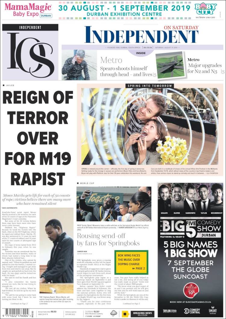 Portada de The Mercury (Sud&aacute;frica)