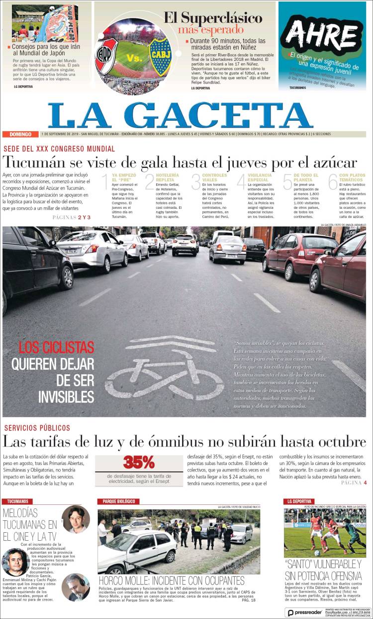 Portada de La Gaceta (Argentina)