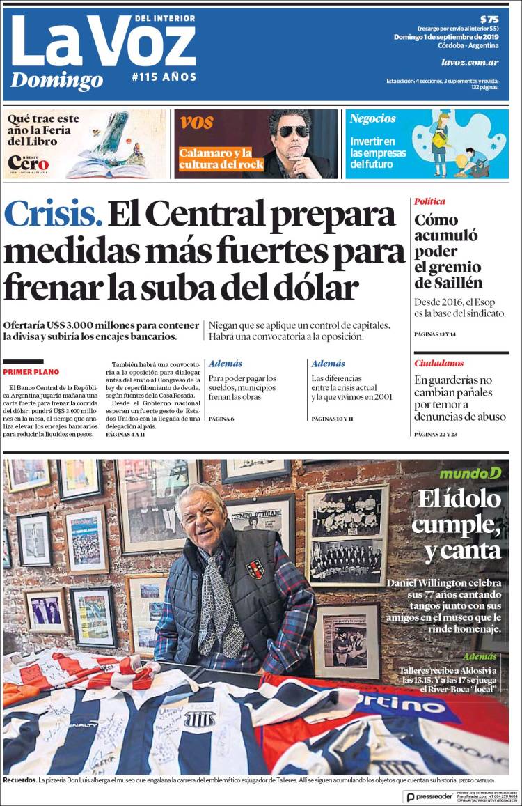 Portada de La Voz del Interior (Argentina)
