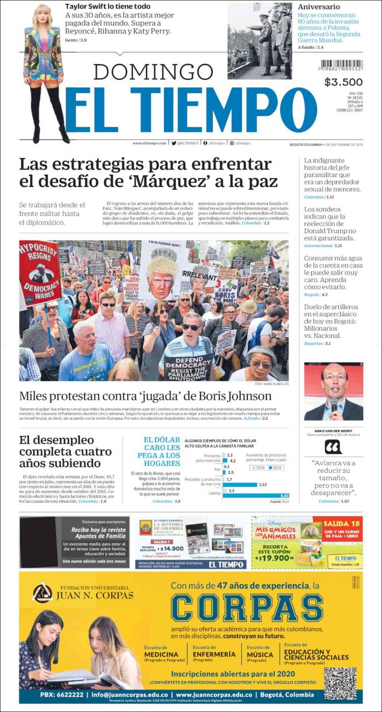 Portada de El Tiempo (Colombia)