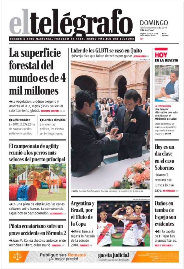 Portada de El Telégrafo (Ecuador)