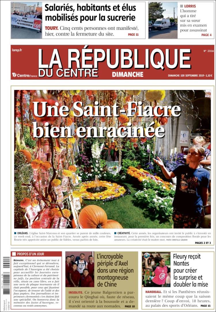 Portada de La République du Centre (Francia)