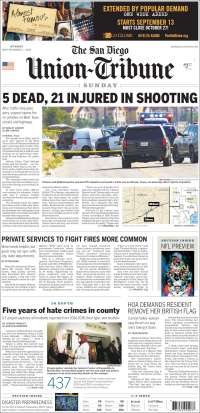 Portada de The San Diego Union-Tribune (USA)