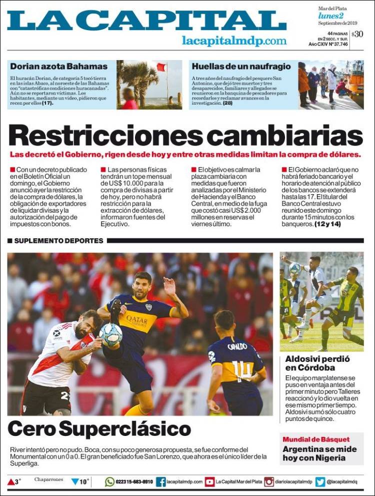 Portada de Diario La Capital - Mar del Plata (Argentina)