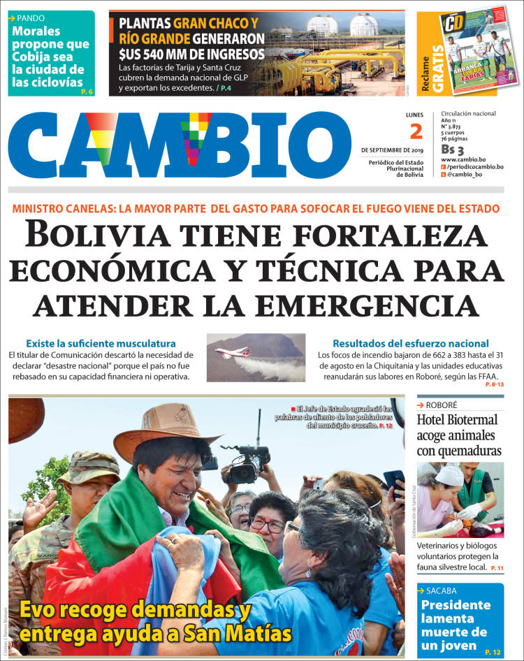 Portada de Cambio (Bolivia)