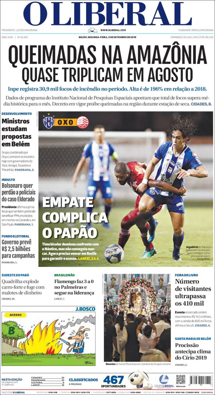 Portada de O Liberal (Brasil)