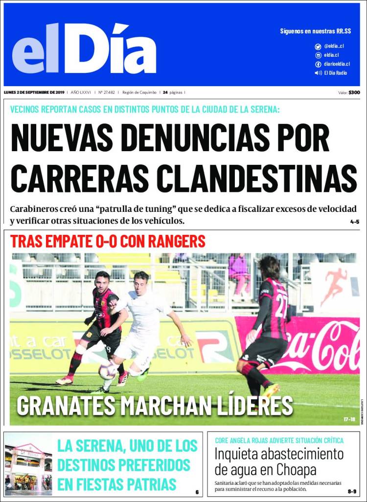 Portada de El Día (Chile)