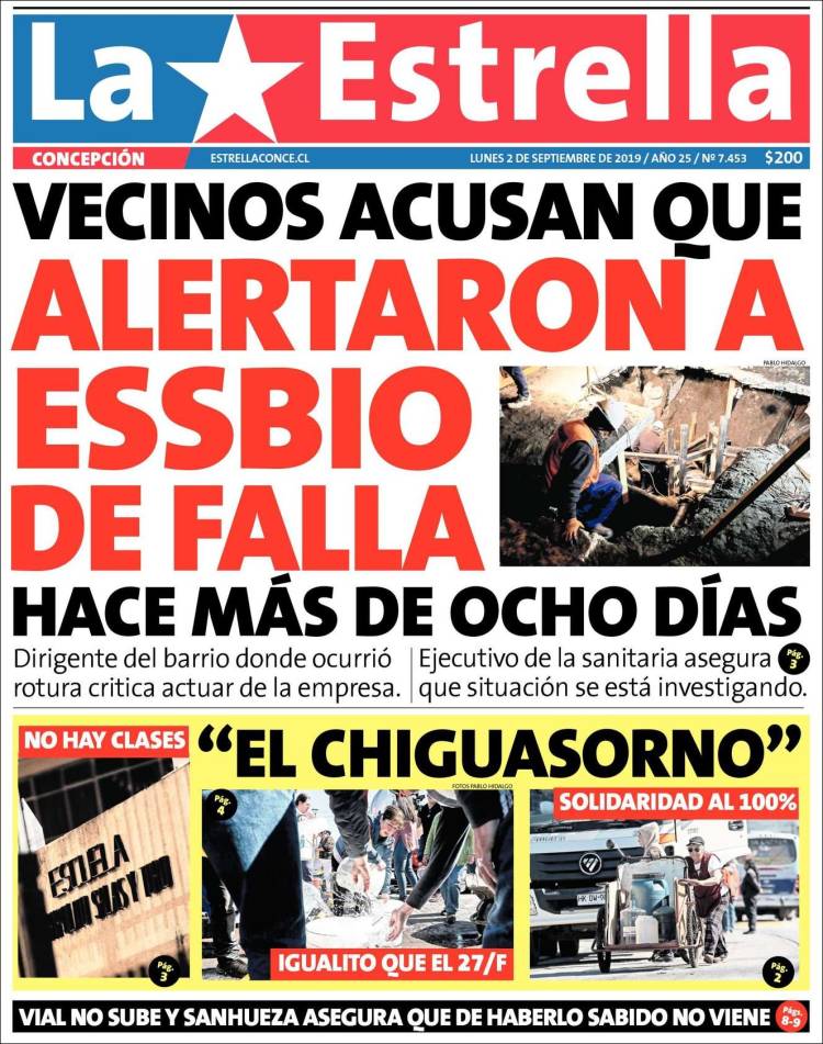 Portada de La Estrella de Concepción (Chile)