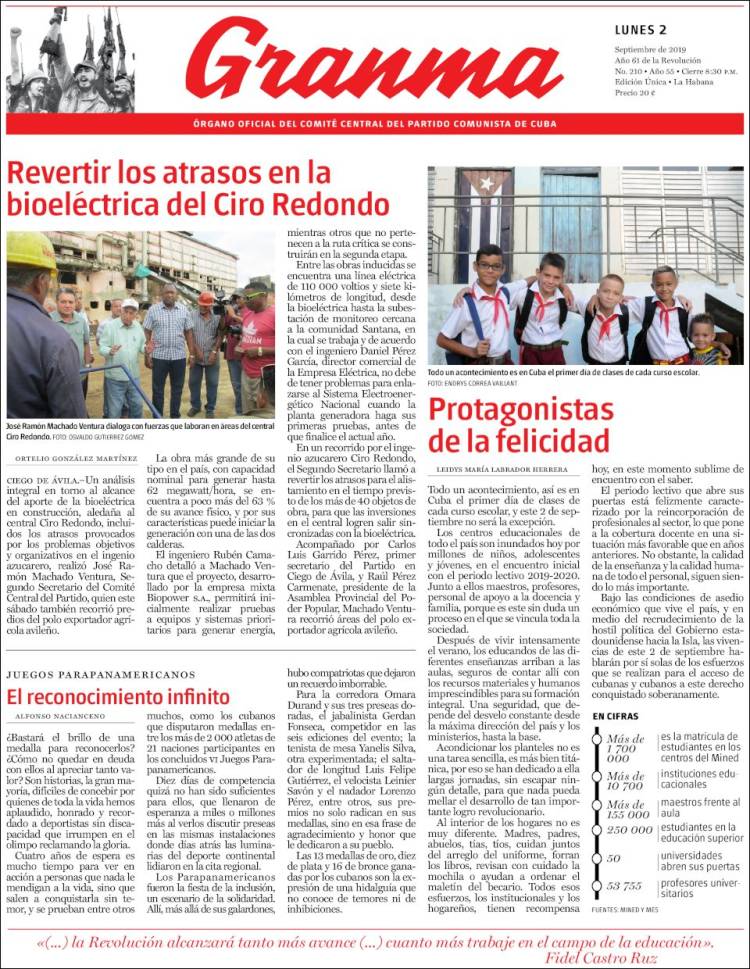 Portada de Granma (Cuba)