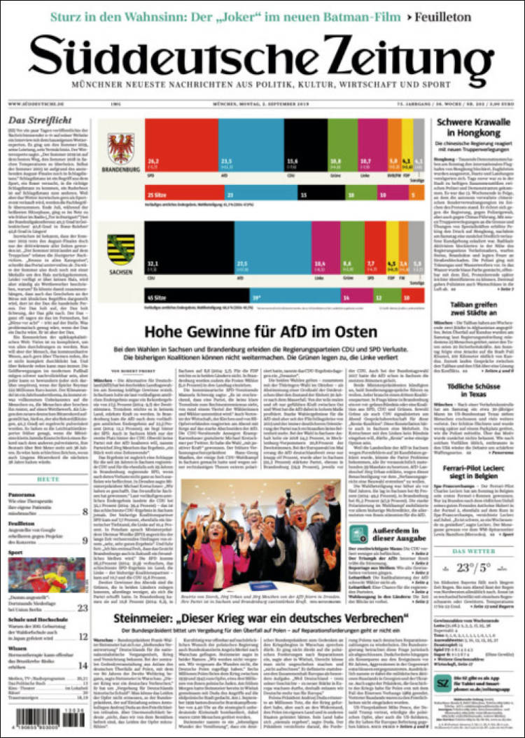 Portada de Sueddeutsche (Alemania)