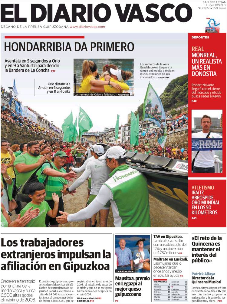 Portada de Diario Vasco (Espa&ntilde;a)