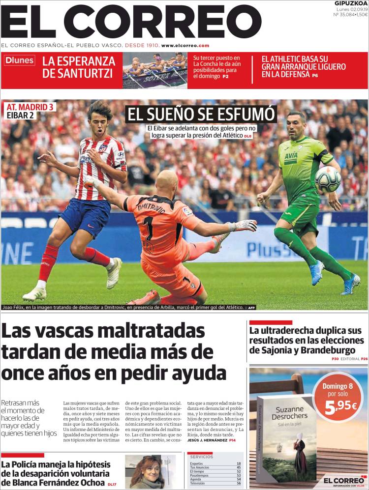 Portada de El Correo - Guipuzcoa (Espa&ntilde;a)