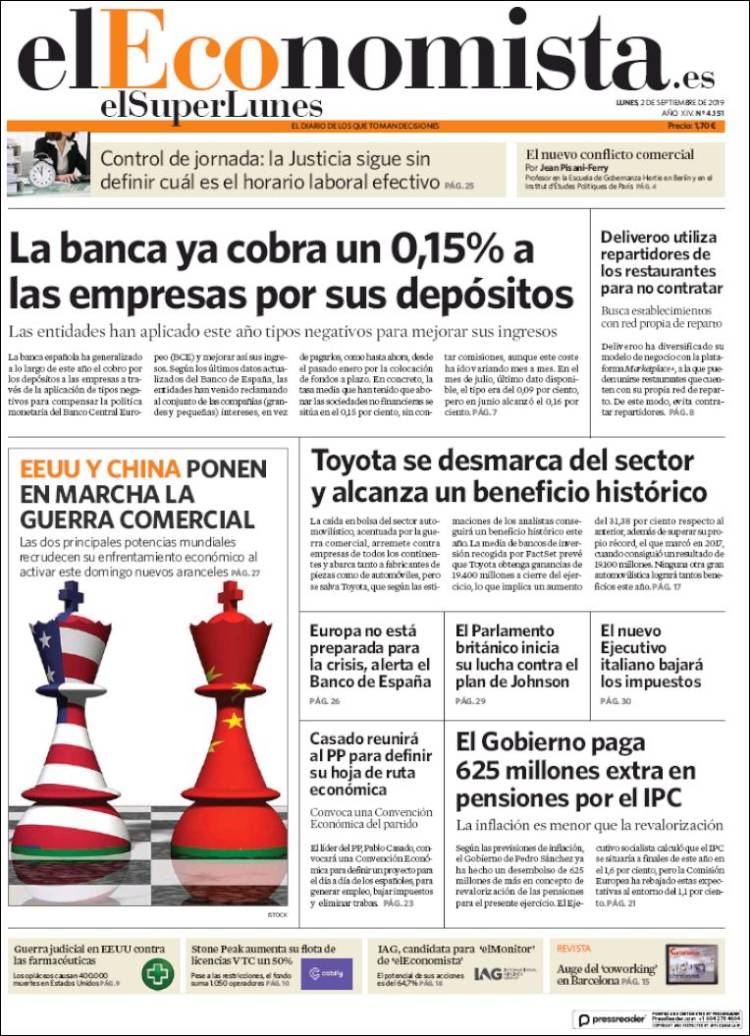 Portada de El Economista (Espa&ntilde;a)
