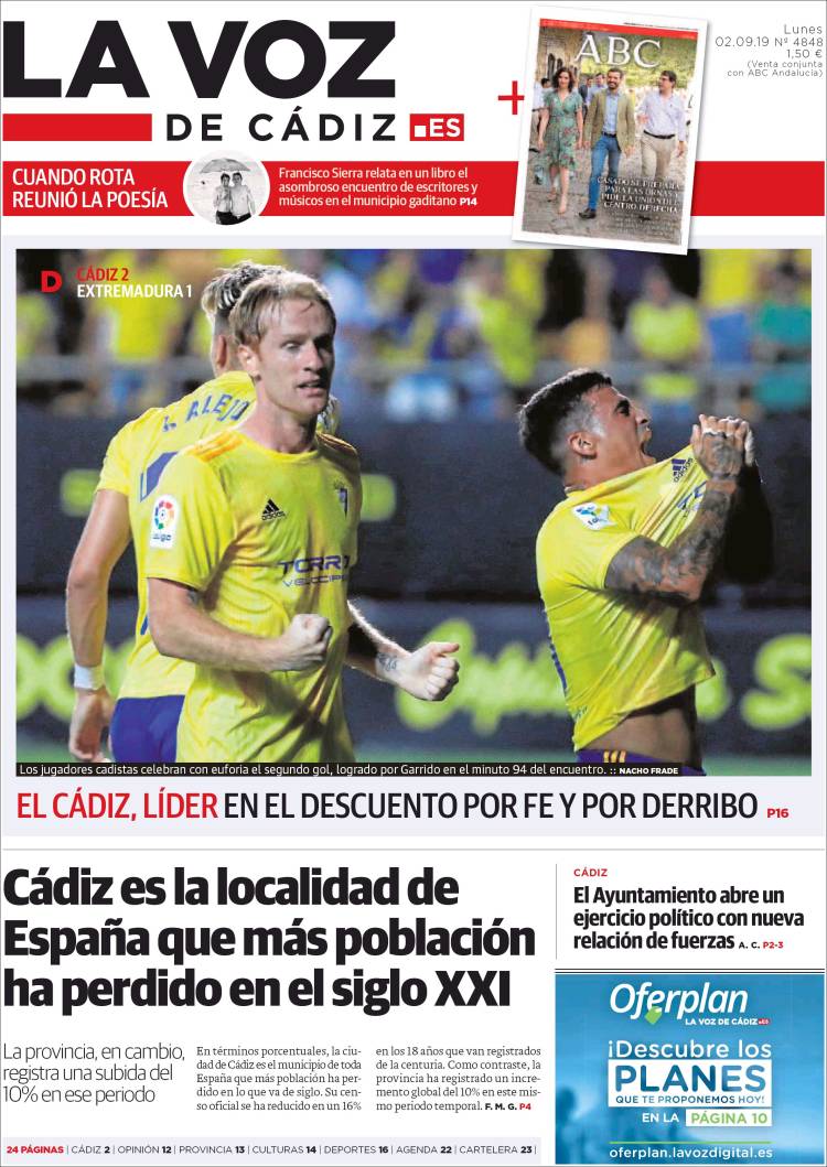 Portada de La Voz de Cádiz (Espa&ntilde;a)