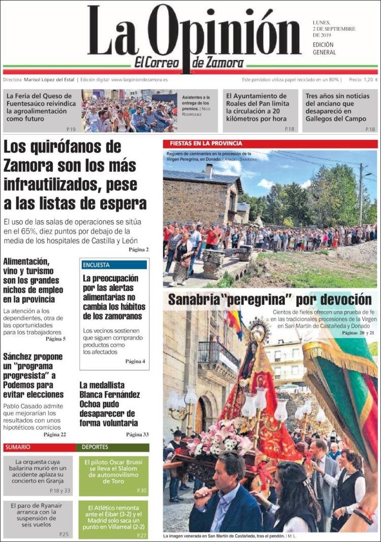 Portada de La Opinión - El Correo de Zamora (Espa&ntilde;a)