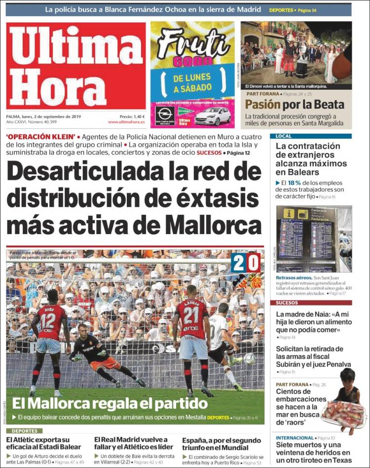 Portada de Última Hora (Espa&ntilde;a)