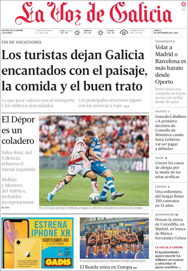 Portada de La Voz de Galicia (Espa&ntilde;a)