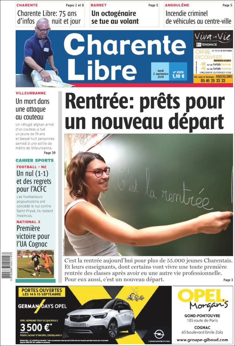Portada de Charente Libre (Francia)
