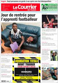 Portada de Le Courrier de l'Ouest (Francia)