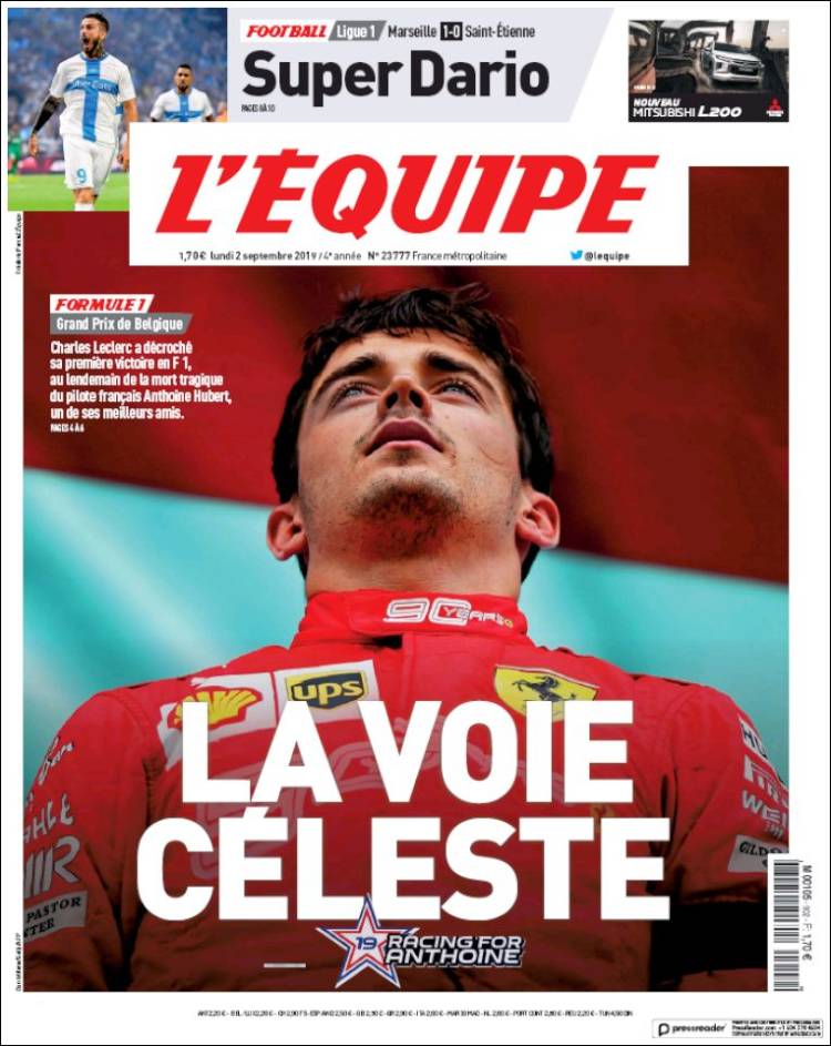 Portada de L'Equipe (Francia)