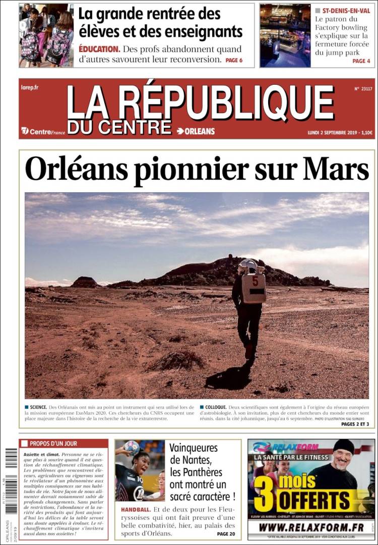 Portada de La République du Centre (Francia)