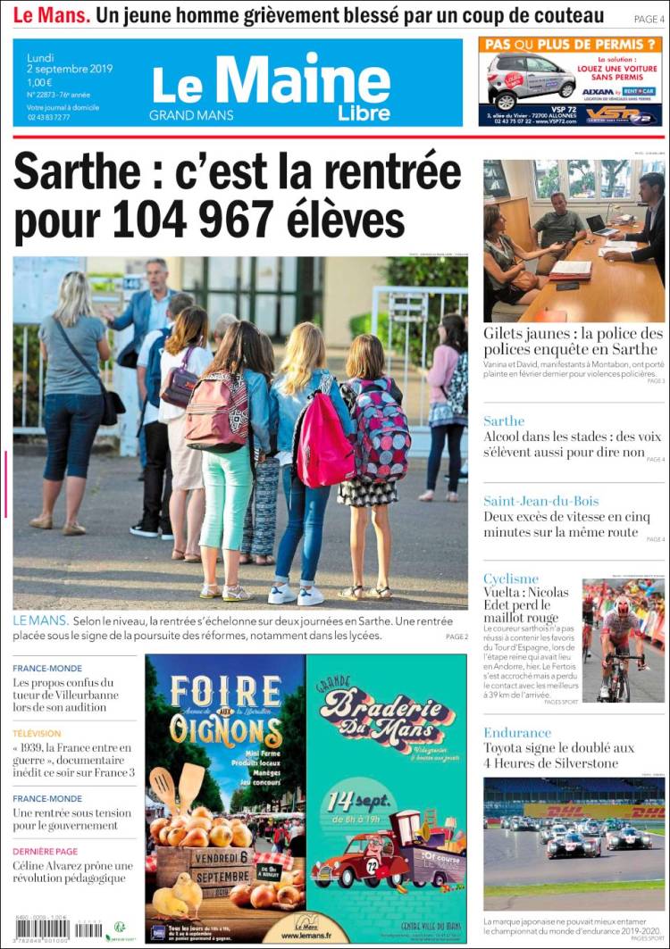 Portada de Le Maine Libre (Francia)