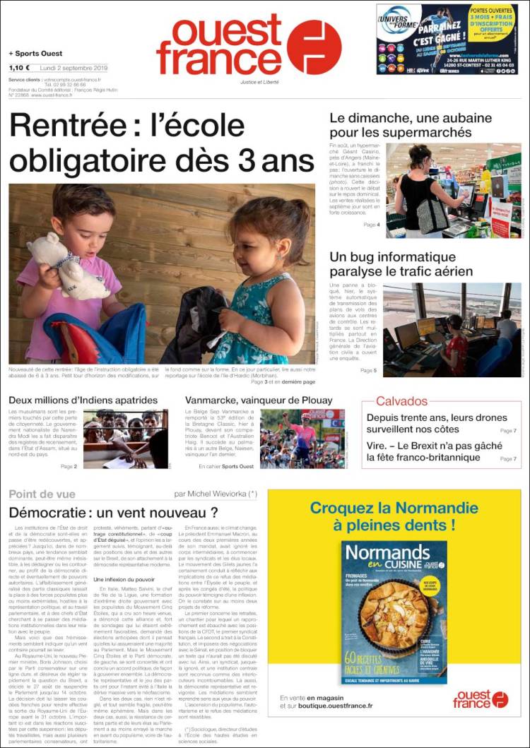 Portada de Ouest France (Francia)