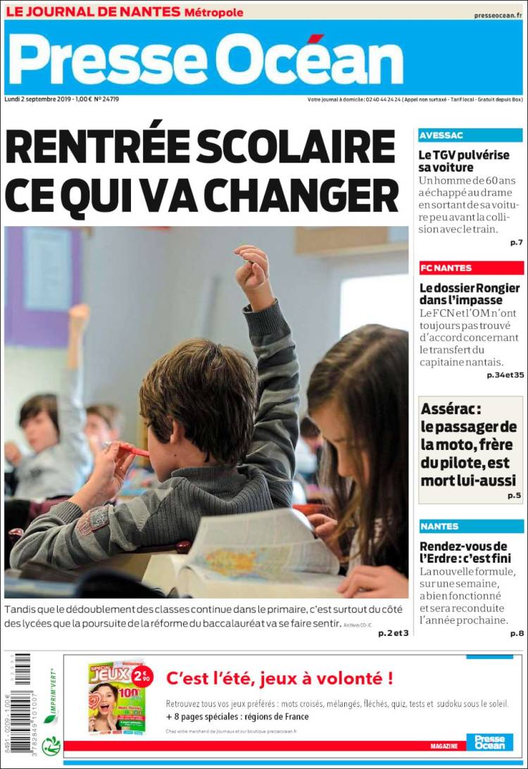 Portada de Presse Ocean (Francia)