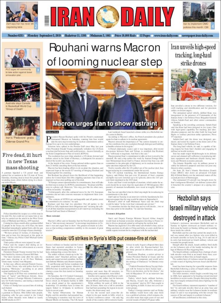 Portada de Iran Daily (Iran)