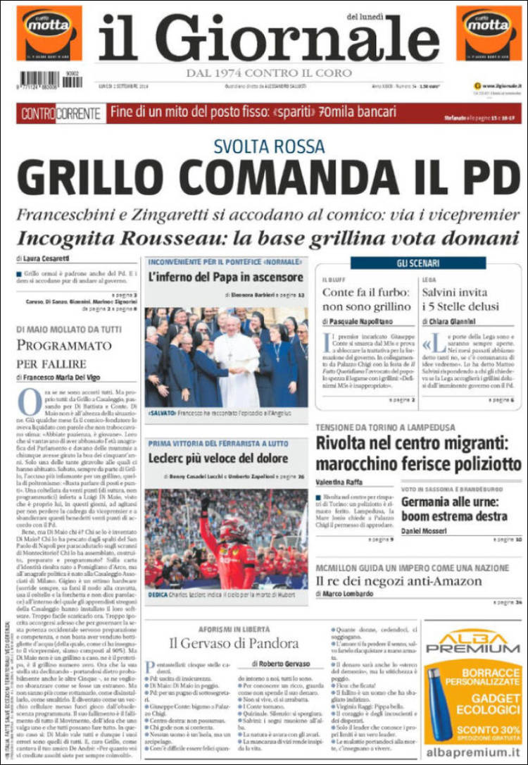 Portada de il Giornale (Italia)