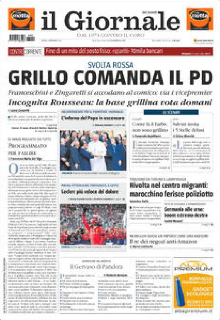 Portada de Il Messaggero (Italia)