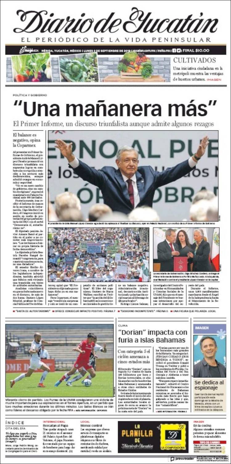 Portada de Diario de Yucatán (M&eacute;xico)
