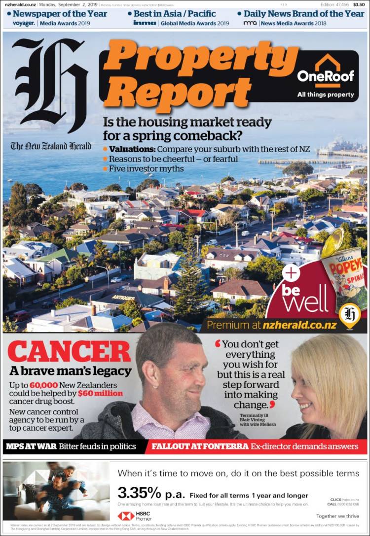 Portada de The New Zealand Herald (Nueva Zelanda)