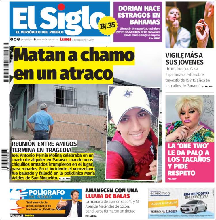 Portada de El Siglo (Panam&aacute;)