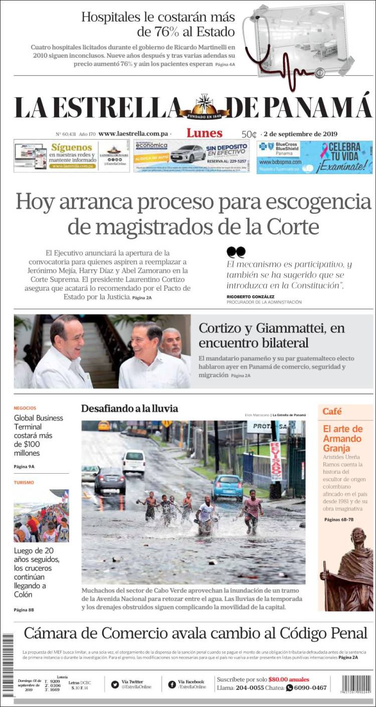 Portada de La Estrella de Panamá (Panam&aacute;)