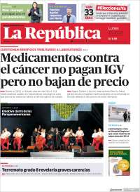 Portada de La Republica (Per&uacute;)