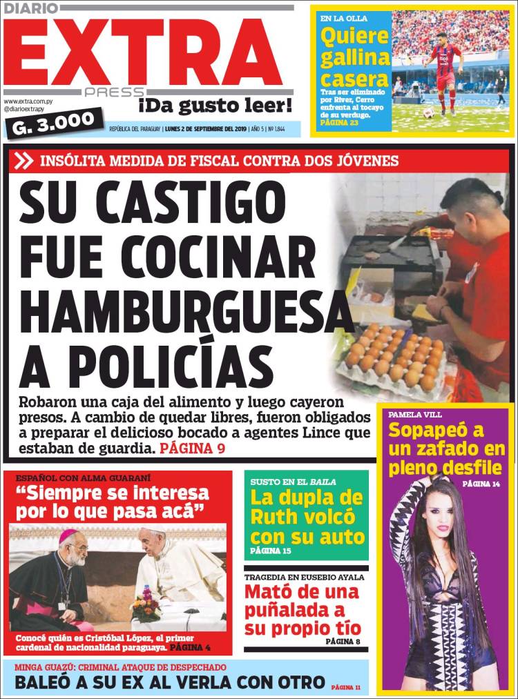 Portada de Diario Extra (Paraguay)