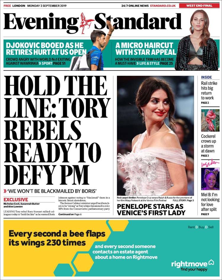 Portada de Evening Standard (Reino Unido)