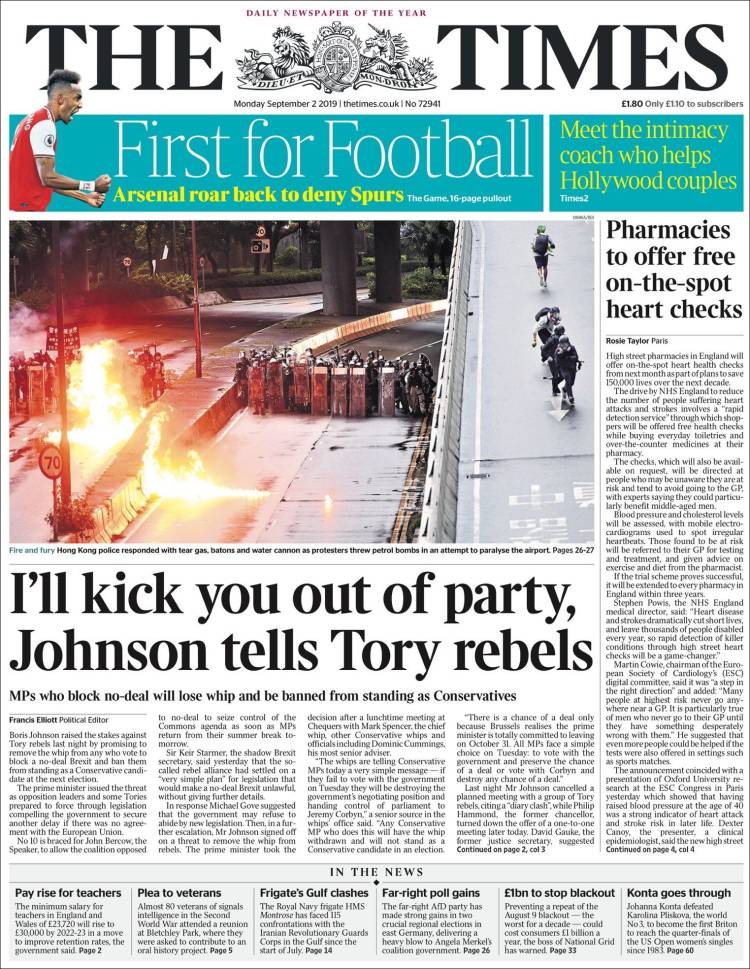 Portada de The Times (Reino Unido)