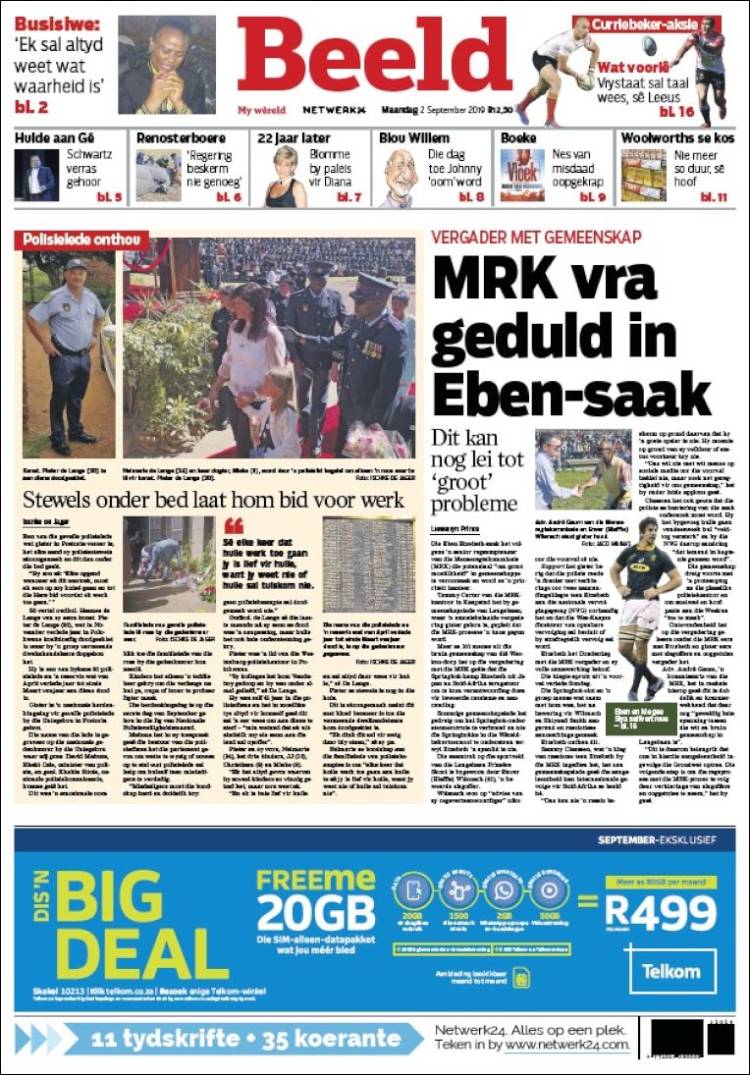 Portada de Beeld (Sud&aacute;frica)