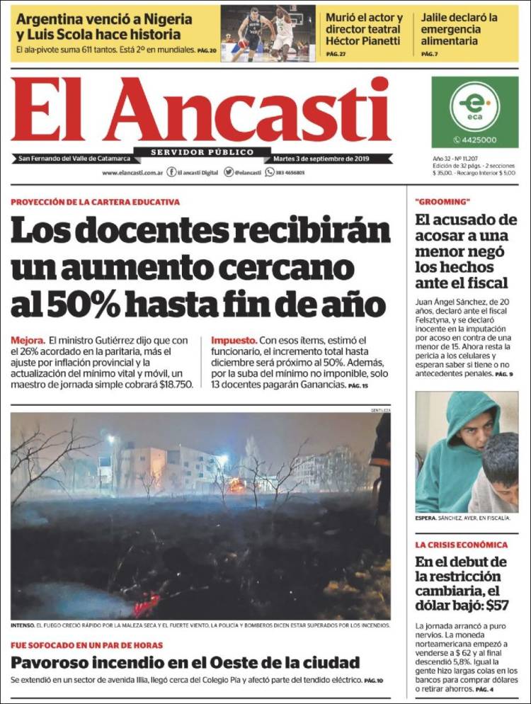 Portada de El Ancasti (Argentina)