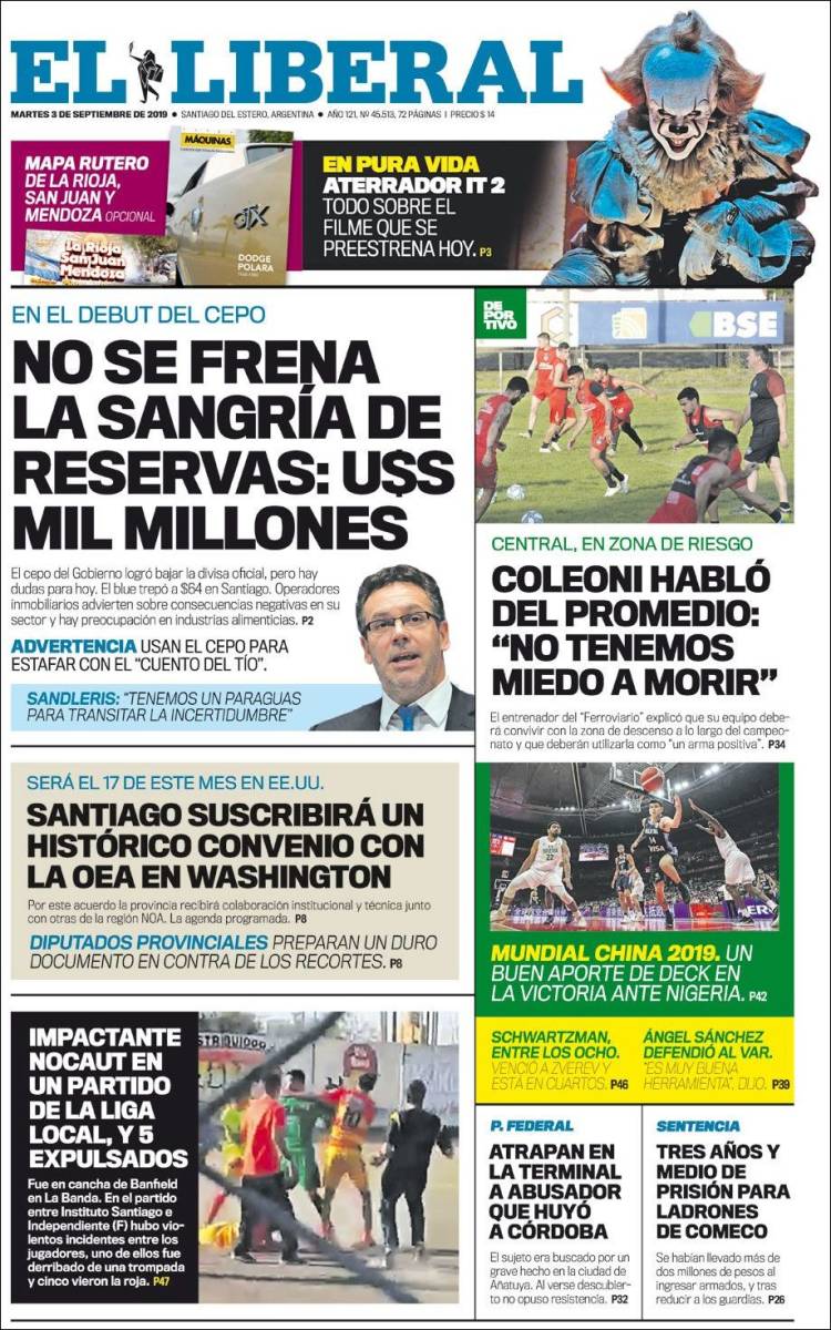 Portada de Diario El Liberal (Argentina)