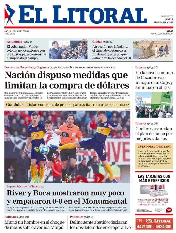 Portada de El Litoral Corrientes (Argentina)