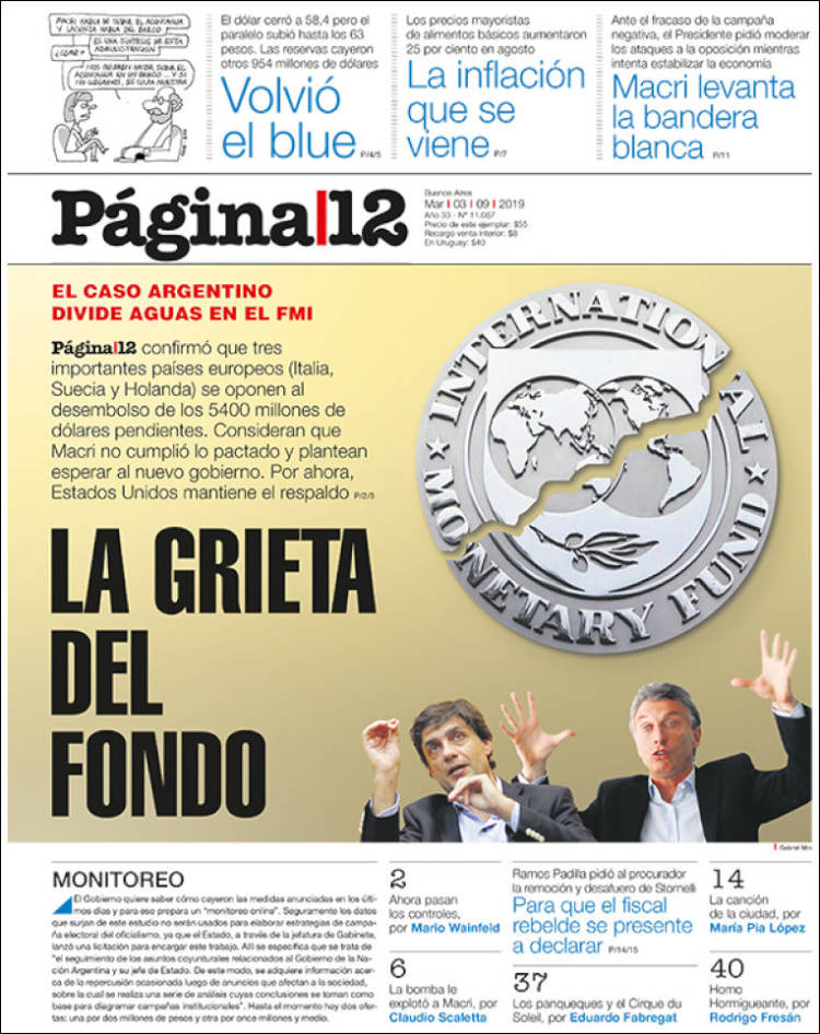 Portada de Página/12 (Argentina)