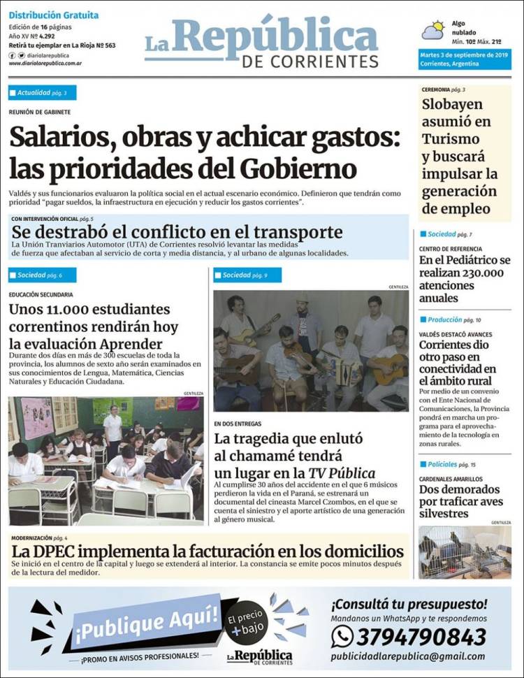 Portada de La República de Corrientes (Argentina)
