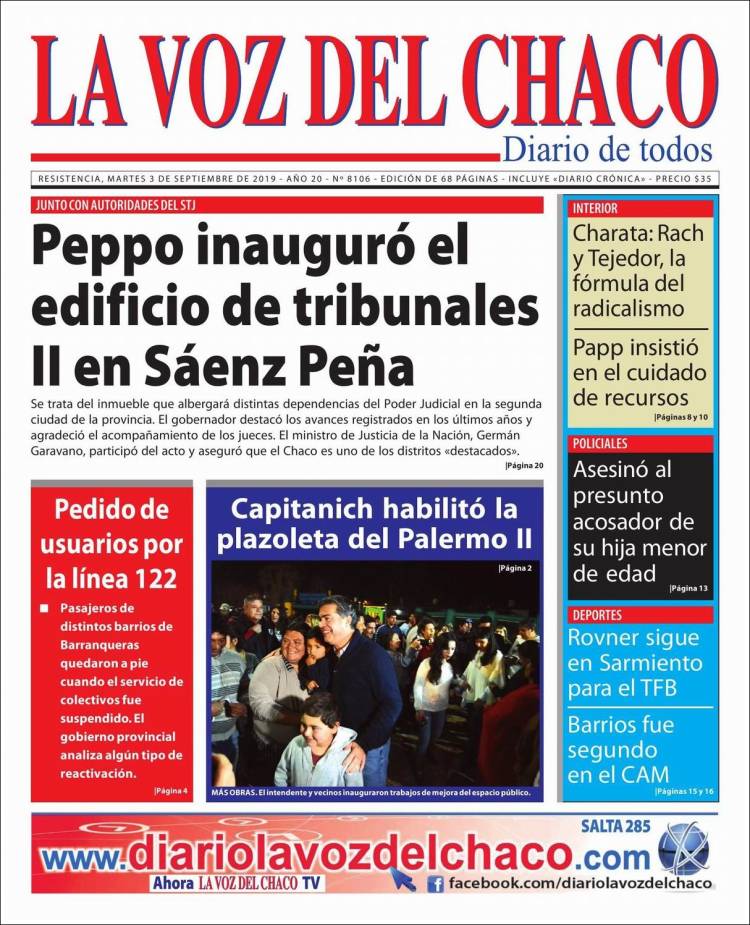 Portada de La Voz del Chaco (Argentina)