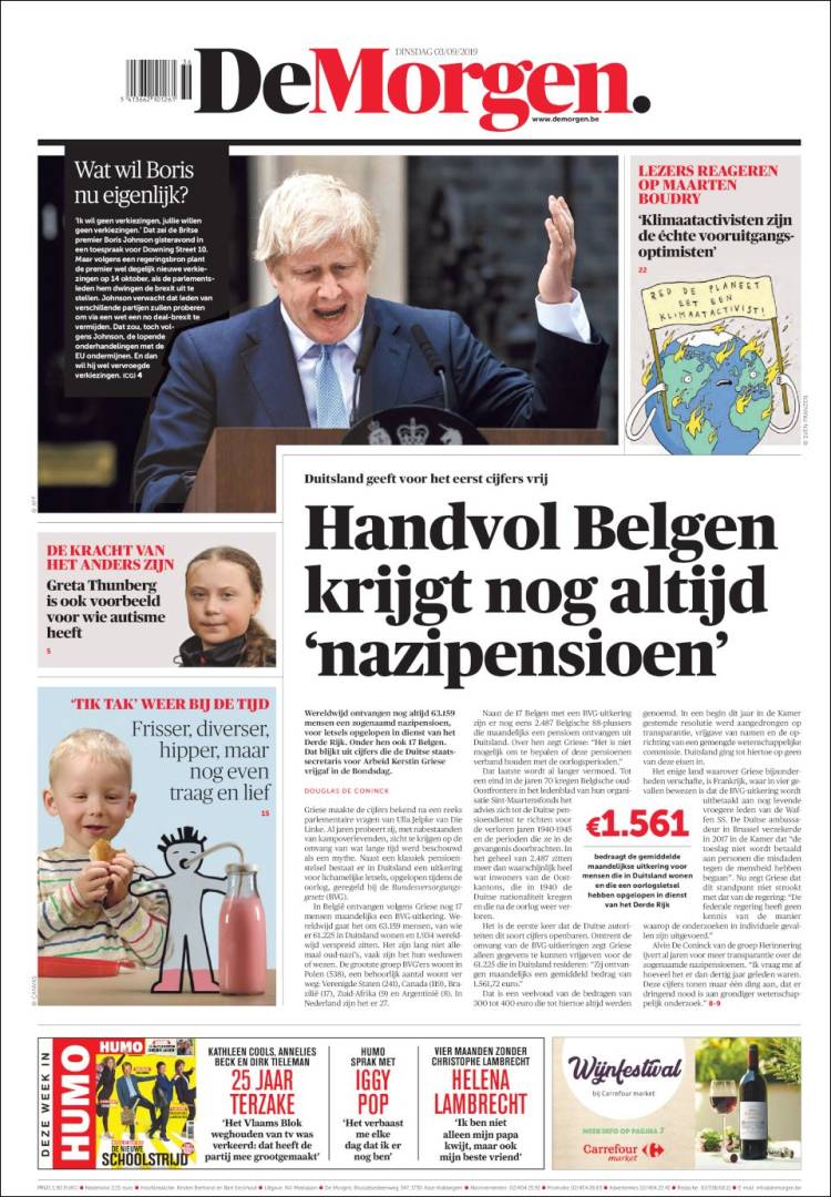 Portada de De Morgen (B&eacute;lgica)