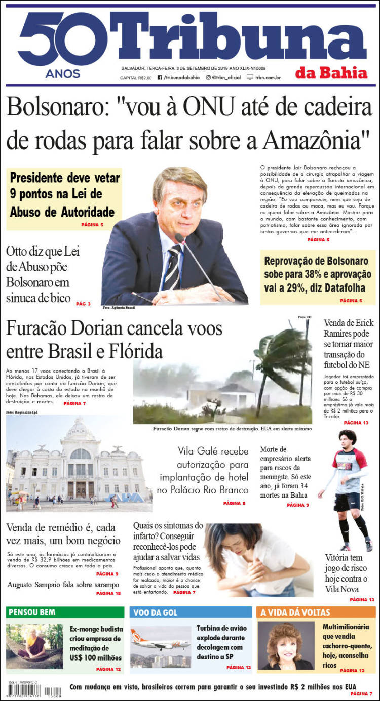 Portada de Tribuna da Bahia (Brasil)