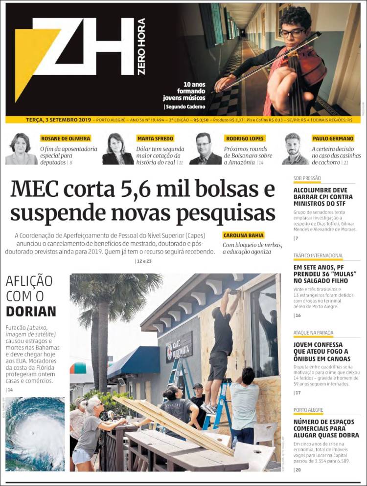 Portada de Zero Hora (Brasil)
